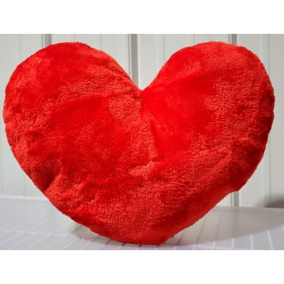 BE MINE Embroidered Soft Faux Fur Red Heart Shape Accent Throw Pillow 12" x 15" - Picture 2 of 6